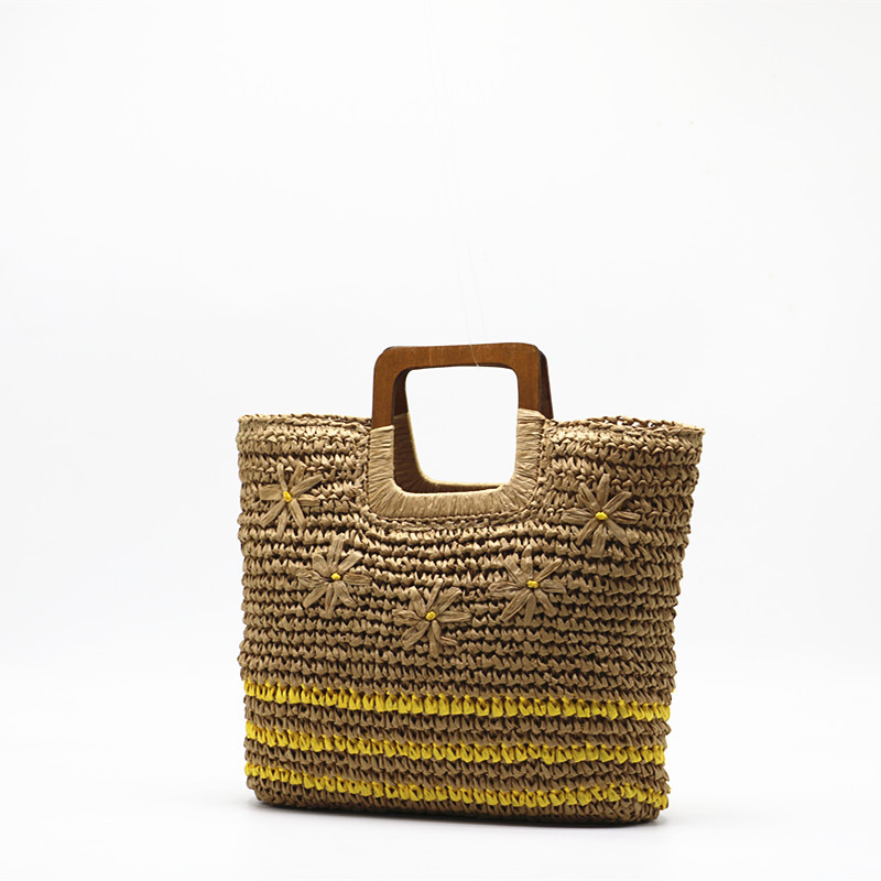 719g Weight Zipper Closure Type Top Handle Strap Type Straw Bag Bags Type Casual Occasion Straw Material Color Block Pattern Spring&Summer Season Women's Gender Vacation Style Square Shape Medium Size Women's Medium Straw Color Block Vacation Square Zipper Straw Bag 3