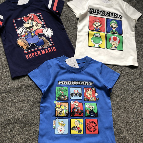 Daily single foreign trade cartoon animation kindergarten primary school student summer new style children's clothing short-sleeved T-shirt shirt program activity suit 