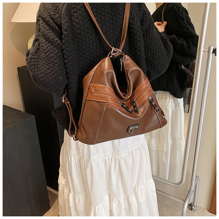 Femeii geantă de mână de umăr dublu Crossbody geantă de mână de mare capacitate geantă de mână retro cu un umăr la subraț_voghion.com