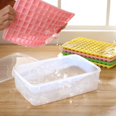 冰塊模具制冰盒冰箱凍冰模制大96格冰格帶蓋塑料保鮮盒送冰鏟代發