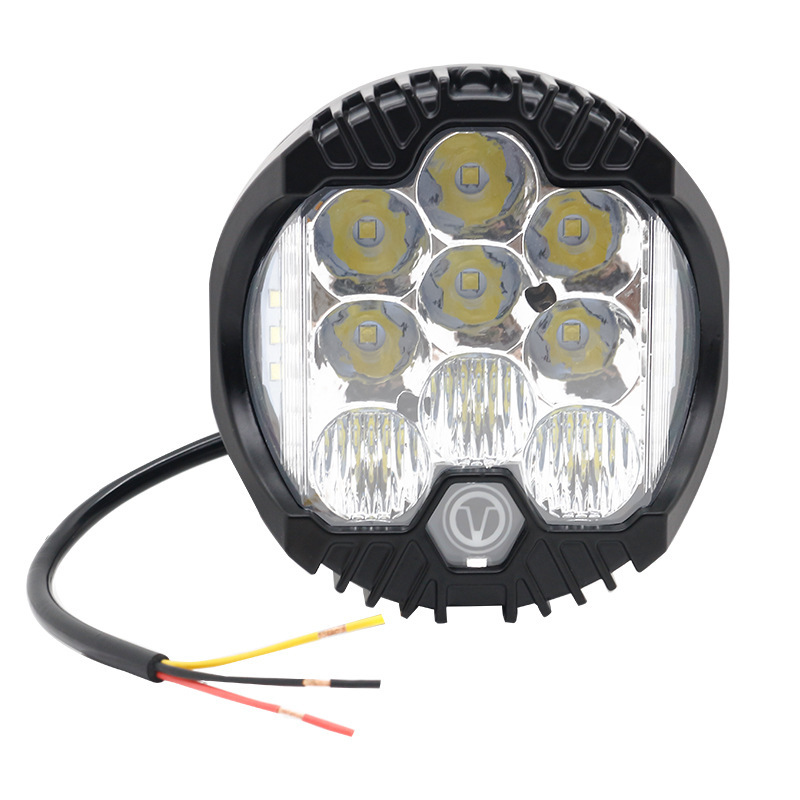 Farol Wrangler 5 pulgadas explosión LED tres lados luz dorada SUV Harley luces de trabajo de automóviles