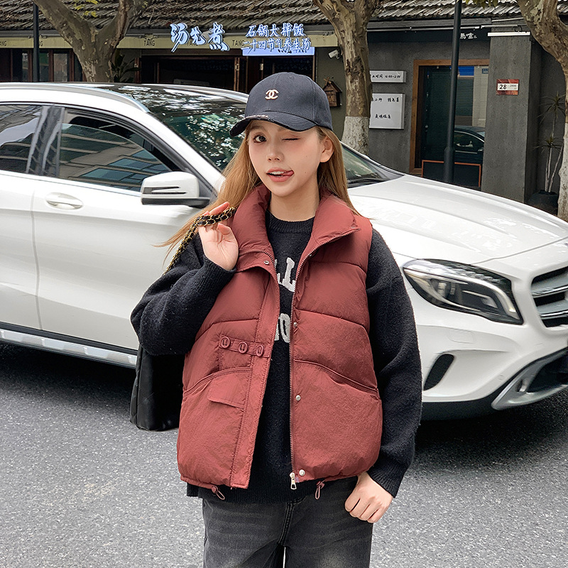 2025 otoño y invierno nuevo chaleco de algodón de pluma estilo femenino coreano de estilo universal chaleco casual de hombro vertical chaqueta de clip de caballo image 8