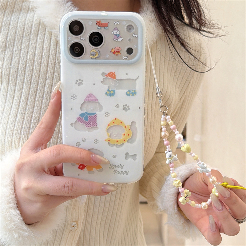 镂空毛衣围巾狗狗适用iPhone17promax手机壳苹果1615保护套14链条