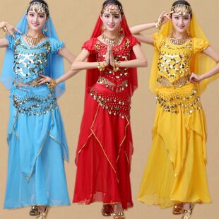Belly Dance Suit Performance Clothing New Practice Clothing Short-Sleeved Gold Skirt Indian Dance Performance Practice Clothing 67