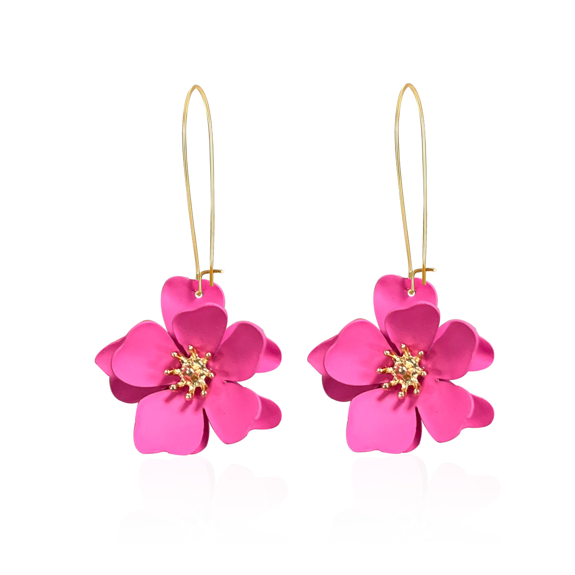 1 Pair Vintage Style Simple Style Flower Spray Paint Plating Metal Drop Earrings display picture 9