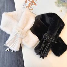 毛茸茸毛领围巾女冬季2025新款保暖国风毛绒围脖学生女百搭交叉