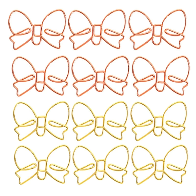 Заколки-скрепки в форме банта оптом, канцелярские товары, металлические закладки-скрепки, подарочные заколки для свадьбы, скрепки для бумаг в наличии