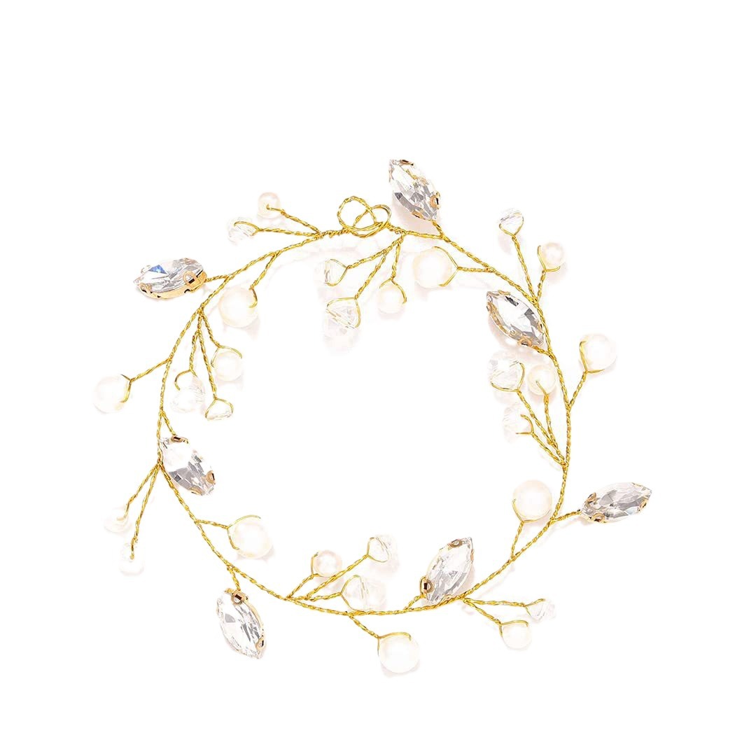 Europea y americana transfronteriza simple perla cristal hecho a mano con cuentas suave cadena pelo banda tocado nupcial accesorios para el cabello al por mayor