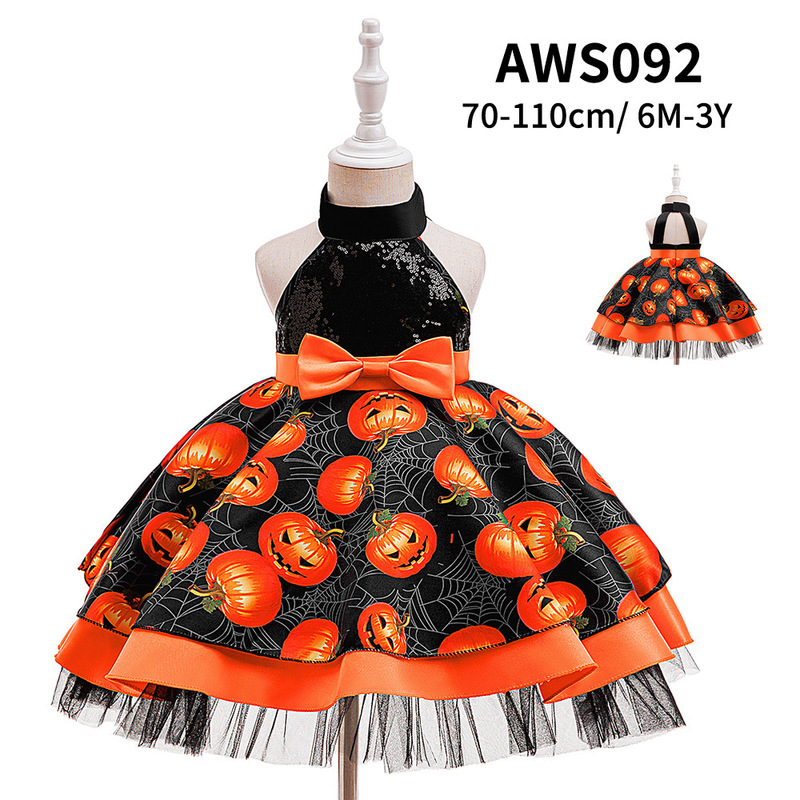 Halloween dress万聖魔女役はcos巫婆カボチャを演じてワンピースの王女のスカートを演出します。|undefined