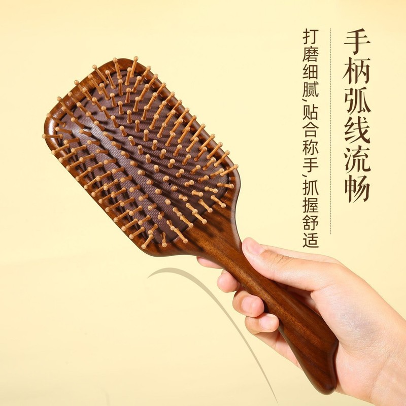 金丝檀木气垫梳彩绘木梳直发护发头部经络按摩梳厂家批发护发神器|undefined