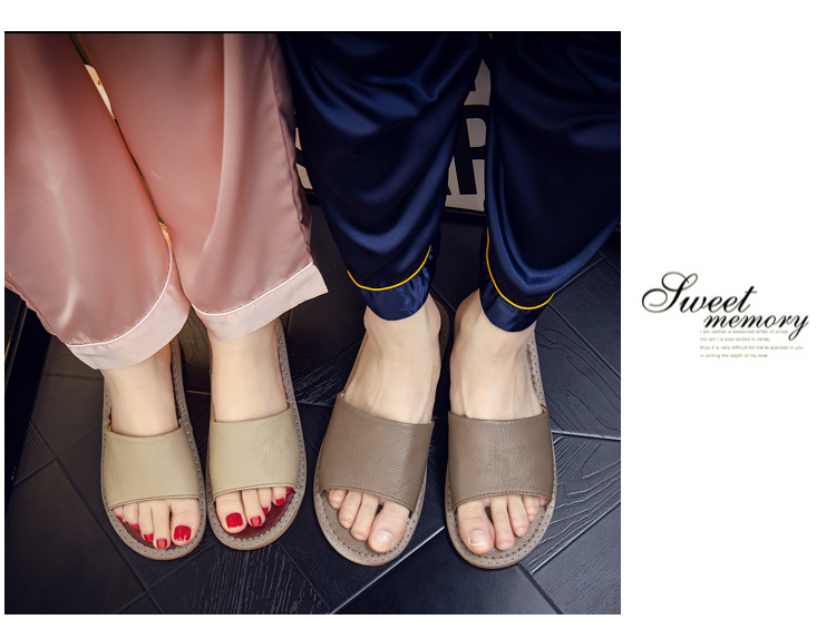 Lady Sandals Indoor Leather Rubber Quick Drying Flip Flops_voghion.com