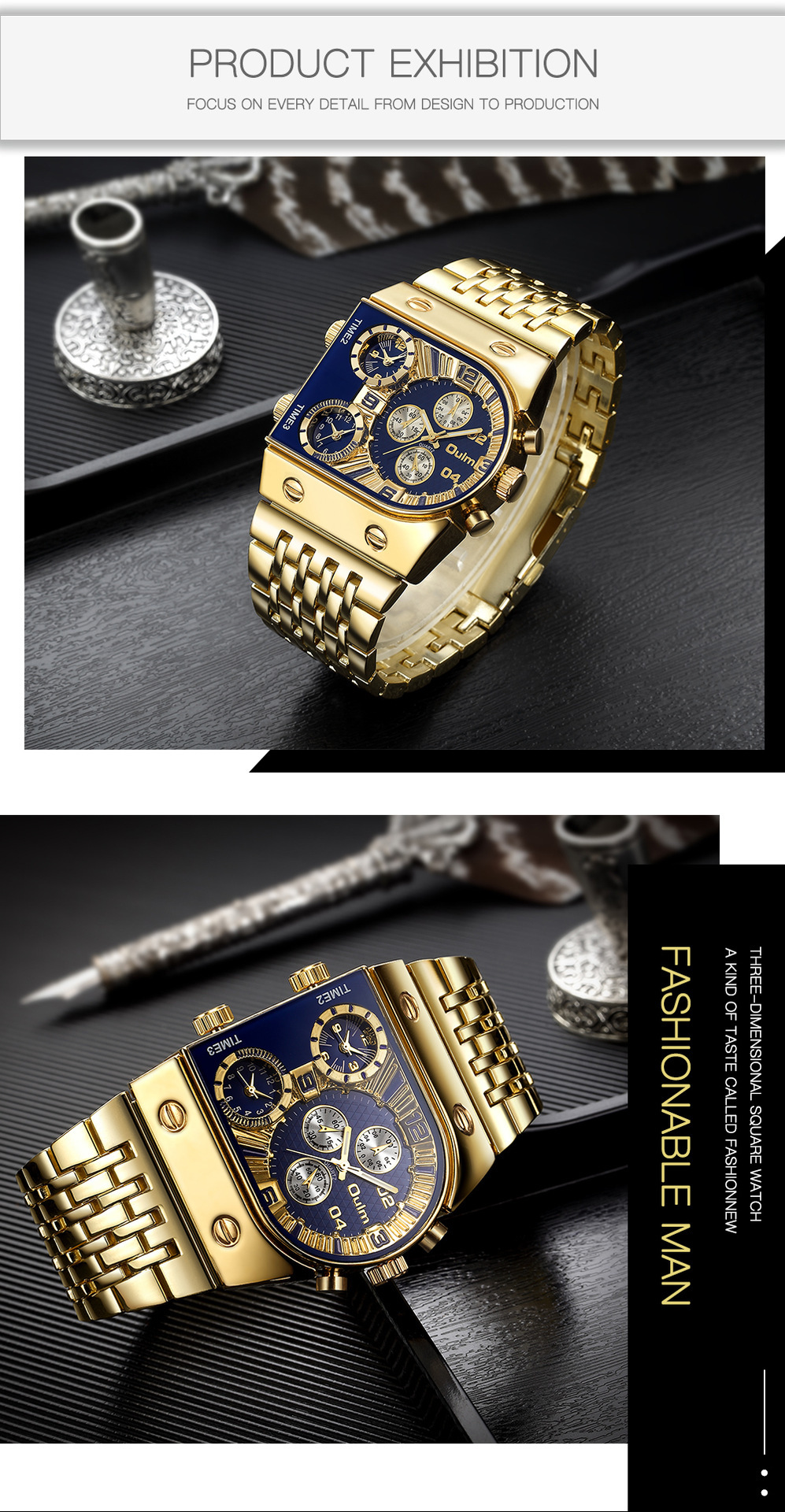 Reloj de hombre de cuarzo con múltiples zonas horarias y dial luz_voghion.com