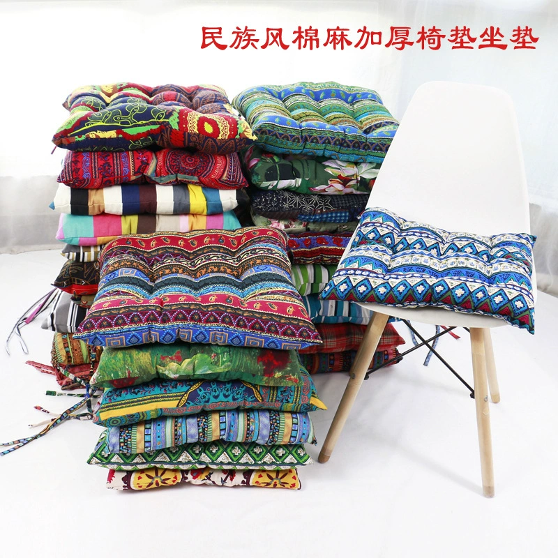 Квадратная подушка сиденья Подушка сиденья Скамья Подушка сиденья стула хлопок конопля национальный ветер утолщенные коврики для стула общежития