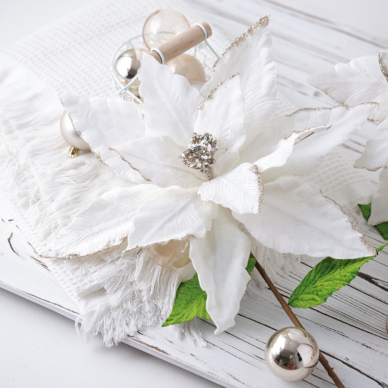 Buscando nuevos productos transfronterizos de flores de Navidad 40cm super grandes de alto grado teñido fijo flor de simulación decoración del árbol de Navidad