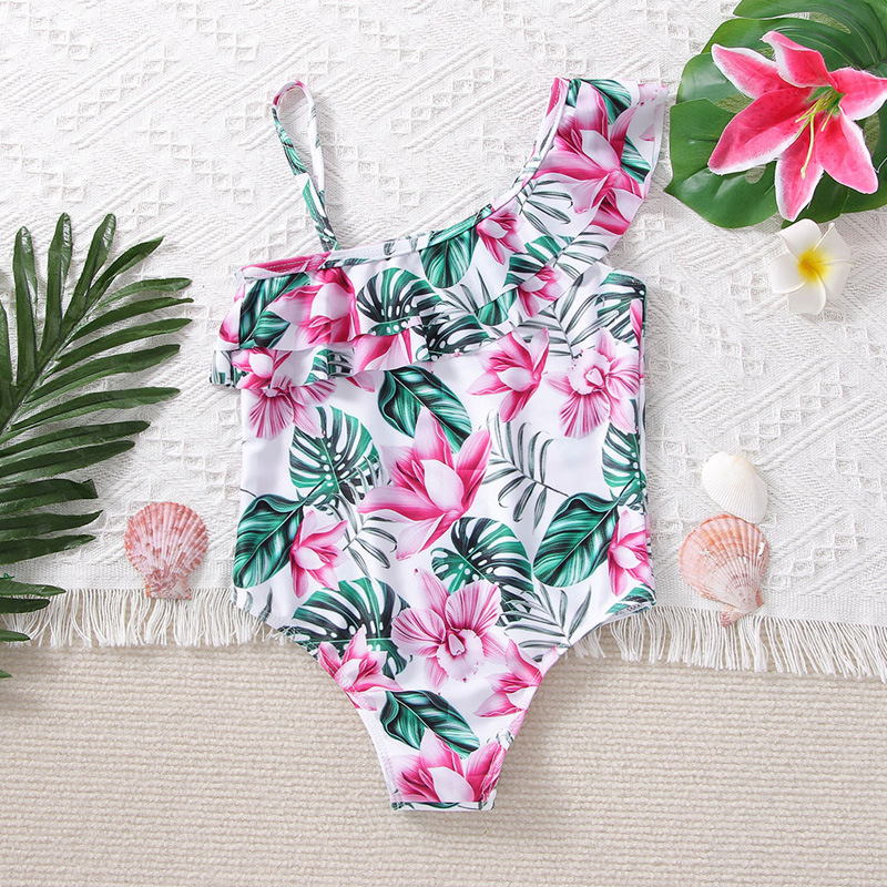 Girlu0027S Tropical Leaf Polyester One Pieces