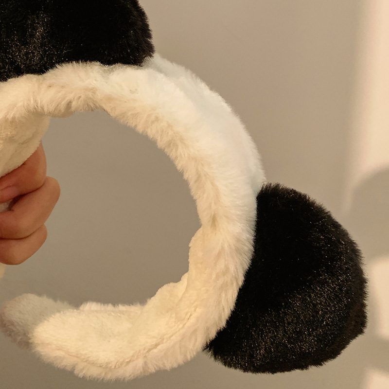 Caricatura adorable oso orejas peludos cabello banda peluda de borde ancho lavado de cara cabello clip cabello banda de cabello otoño invierno