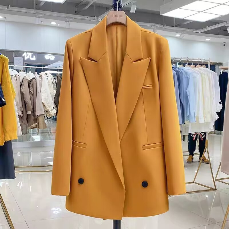 Orange Blazer for Women 2026 Autumn New Korean Style Commuter Elegant Fashion Spring and Autumn Jacket Small Suit