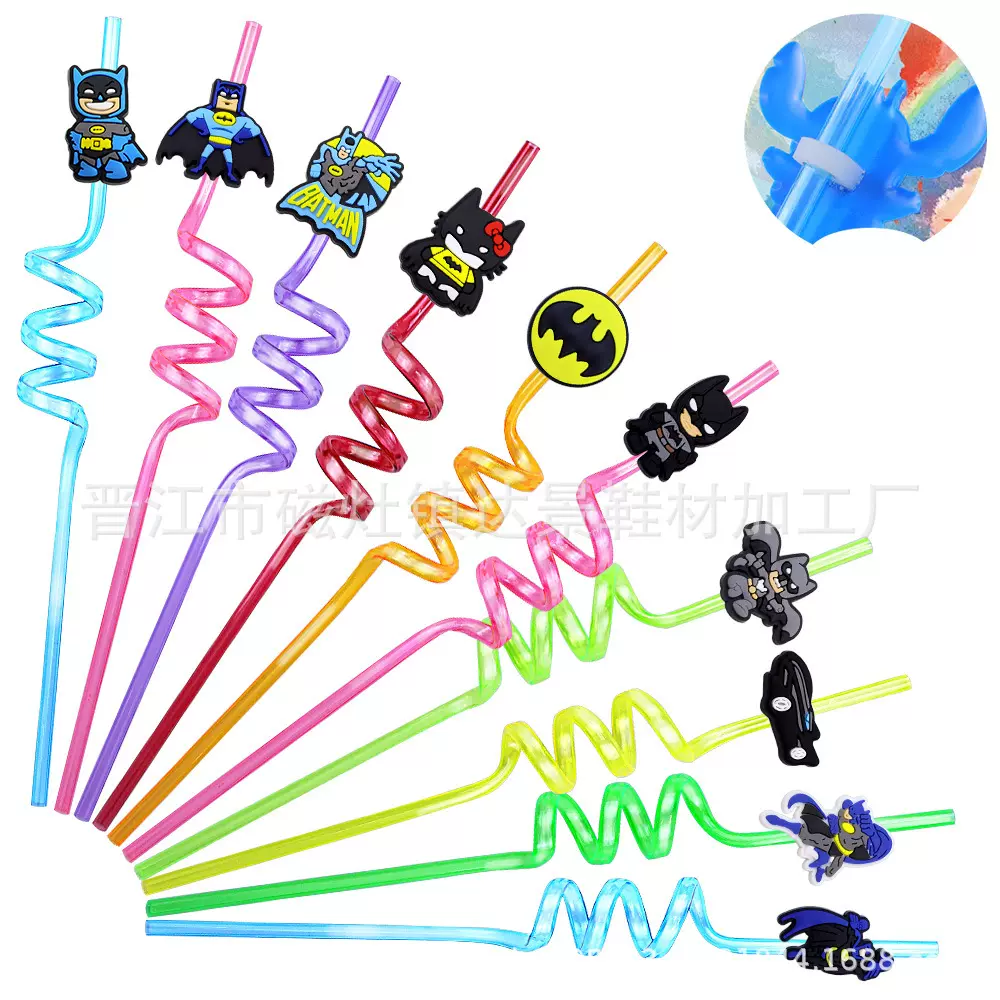 蝙蝠侠吸管装饰吸管贴派对用品酒吧吸管美国儿童亚马逊速卖通礼
