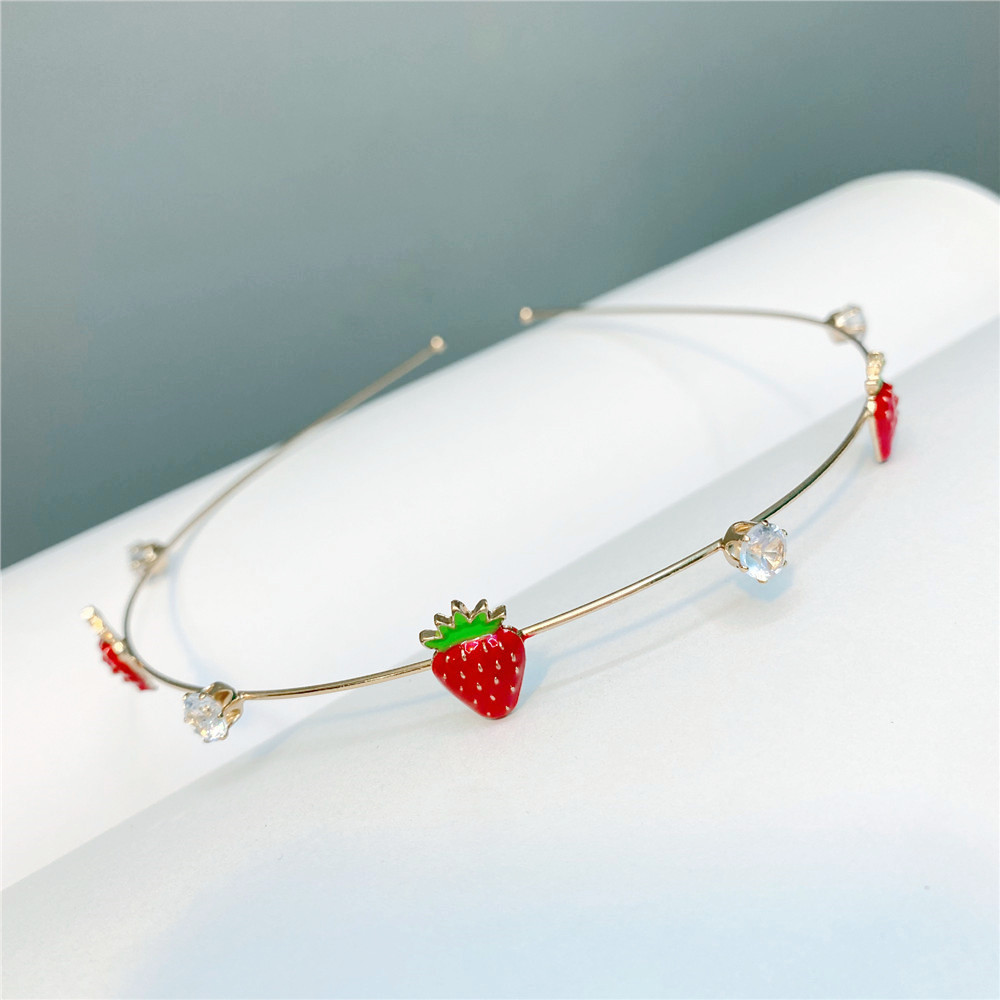 B07 Colored Glaze Fruit Shell Diamond-laid Headband Thin Graceful Online Influencer Metal Headband Girls' Retro Headdress display picture 8