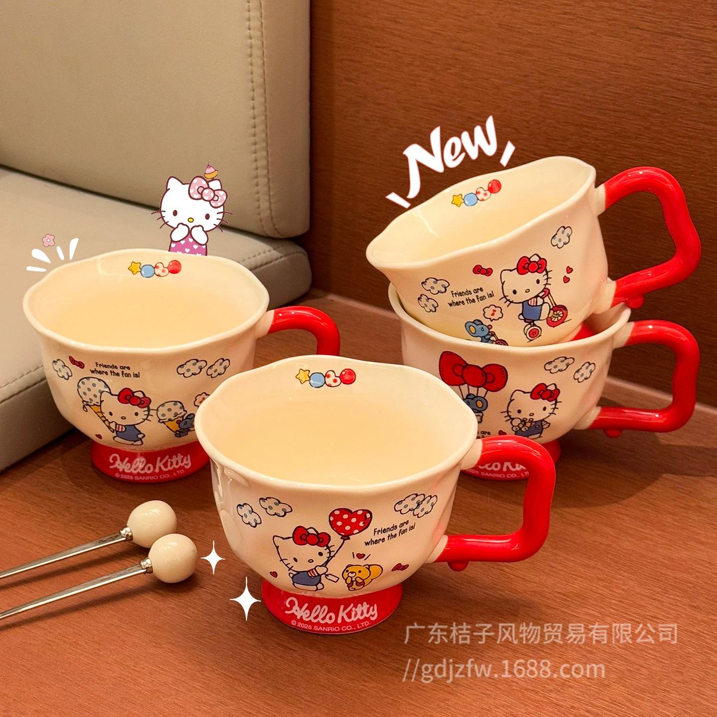 Кружка HelloKitty ко-брендированная с хорошим внешним видом, домашняя чашка для кофе, милая керамическая чашка, подарок на день рождения для девочек