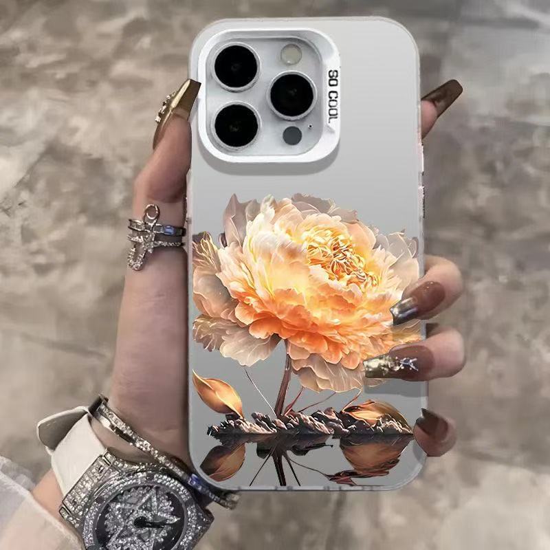 El nuevo Golden Leaf Lotus se aplica a la carcasa del teléfono móvil iphone16 Apple 15promax/14 transfronterizo 13pro12 comercio exterior