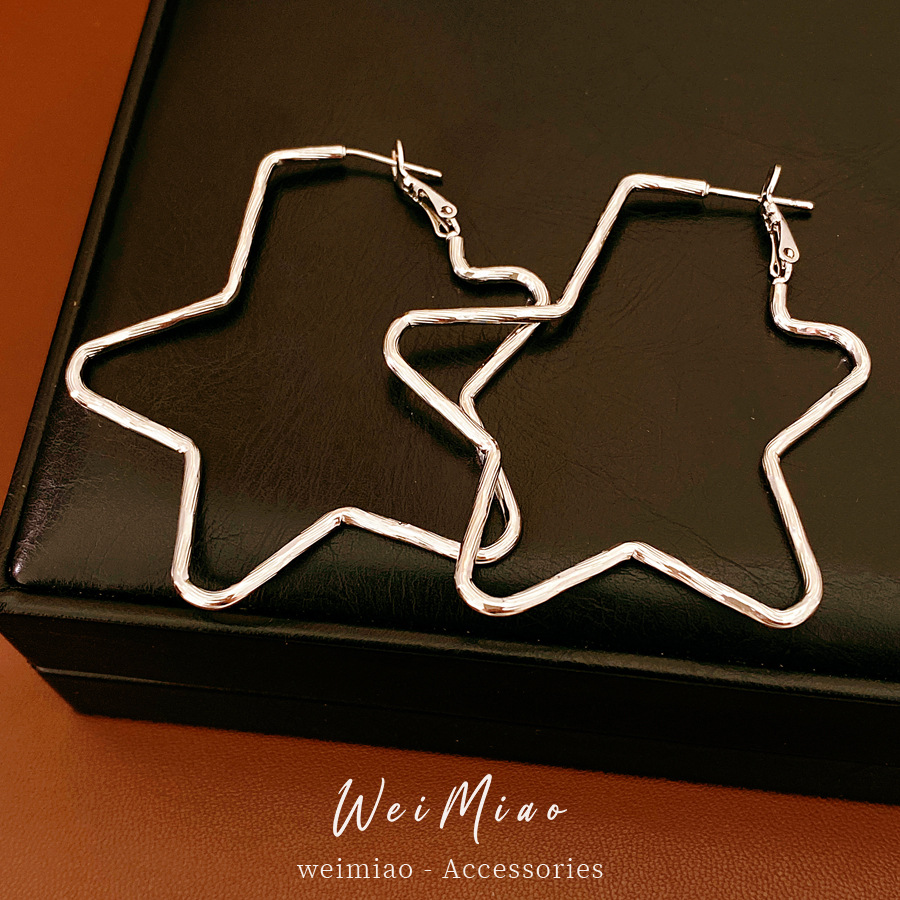 18k oro real plata galvanizado aguja estrella pendientes personalidad simple temperamento exagerado pendientes ligero de lujo de alta sensación pendientes mujeres