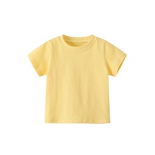 夏季儿童短袖T恤男女童装圆领上衣糖果空白无图案光板纯色T恤班服