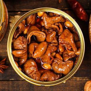 Canned Pork Intestines Braised with Spicy Jiangyou Seasoning, Ready-To-Eat Cooked Pork Intestines, Instant Meat Product with Fresh Peppers