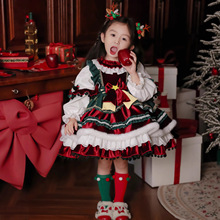 圣诞节服装女童洛丽塔公主裙秋冬新款蓬蓬儿童连衣裙子女宝拜年服
