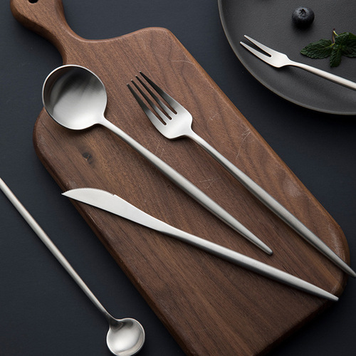 Cross-border 304 stainless steel steak knife and fork set hotel western tableware dessert spoon and fork Portuguese knife and fork spoon