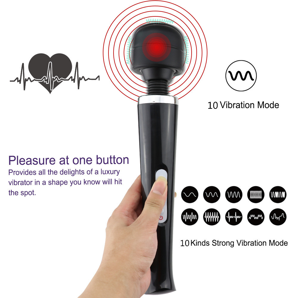 Rechargeable AV Vibrator Massage Stick, ABS Body, Under 50 dB, White — detail image 3