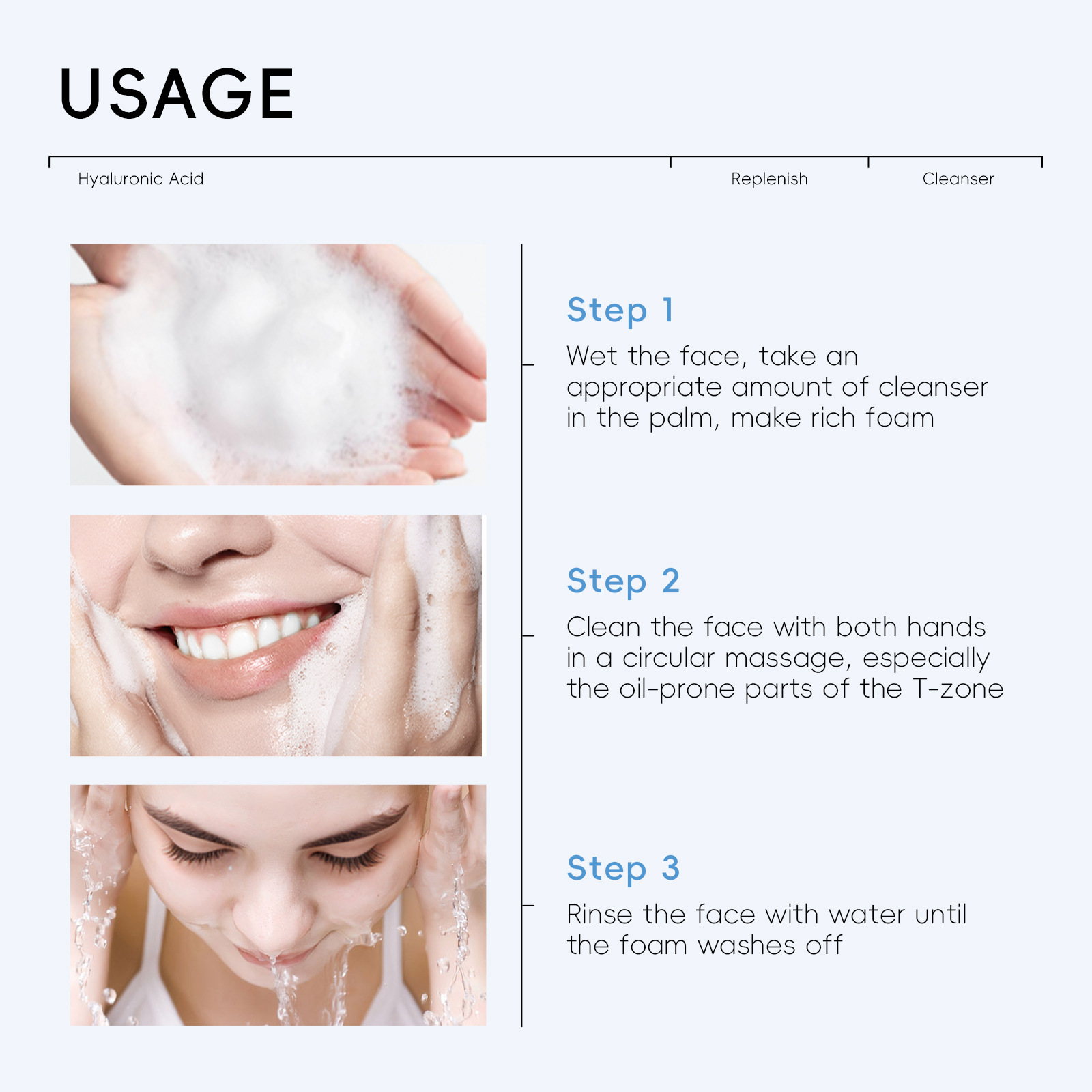 Cross-border QUIYUM Hyaluronic acid Facial Cleanser 50g hydrating and moisturizing facial Cleanser skin care product manufacturer in stock wholesale undefined