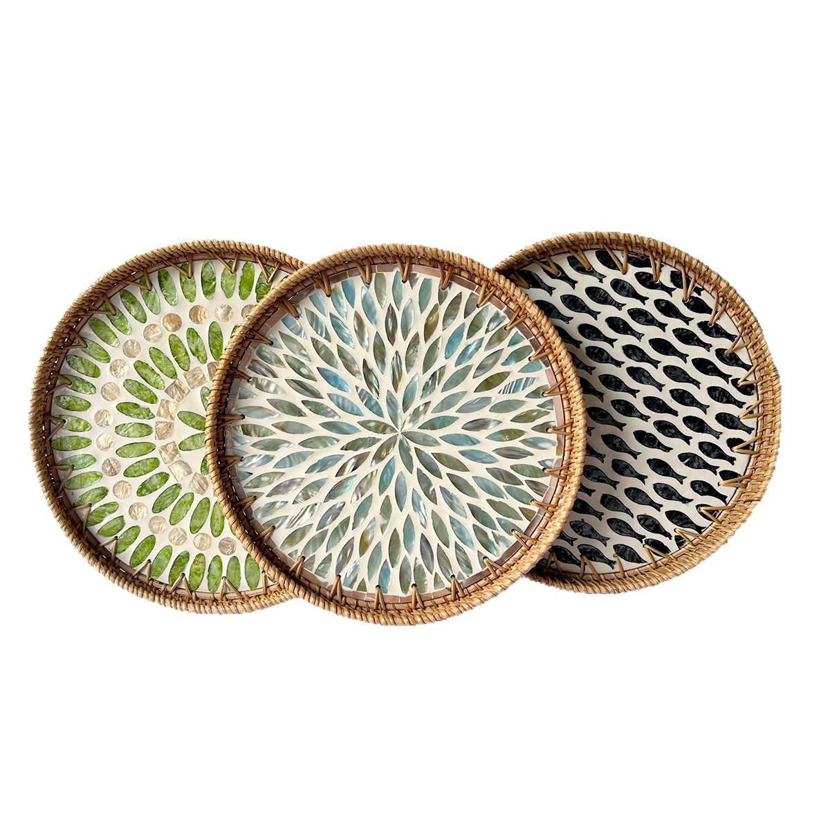 Juego de Cestas de Mimbre Natural Hechas a Mano para Almacenamiento en Escritorio, Sala de Estar, Frutas, Té y Aperitivos, Venta al por Mayor
