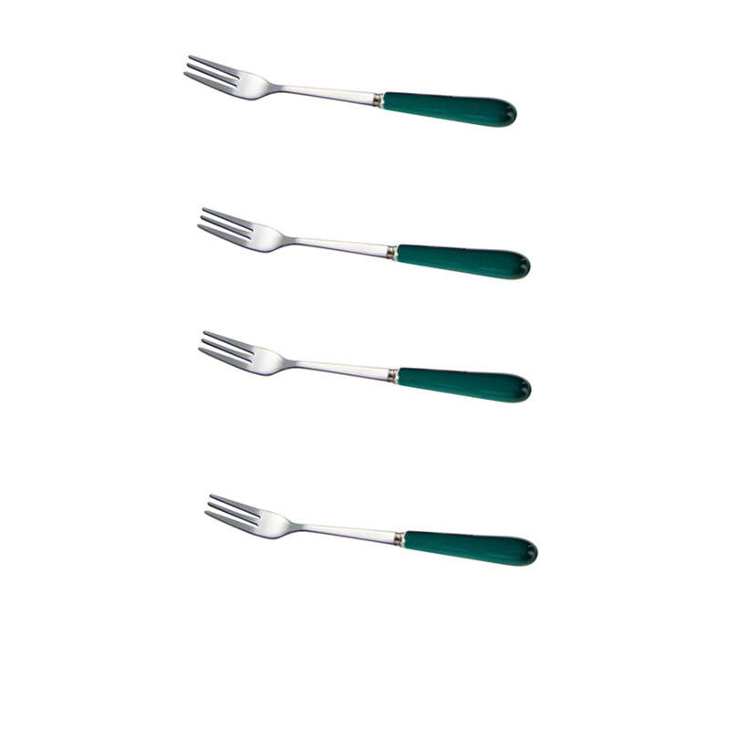 Creativo lindo Tenedor de fruta de cerámica de acero inoxidable palo de fruta Tenedor de postre de los niños del hogar pequeño tenedor traje de comer fruta