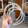 Universal headband from pearl, retro hairpins, hair accessory for face washing, Korean style, simple and elegant design, internet celebrity, wholesale