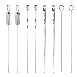 Stainless steel barbecue skewers barbecue fork flat round sign mutton skewers stainless steel barbecue tools wholesale
