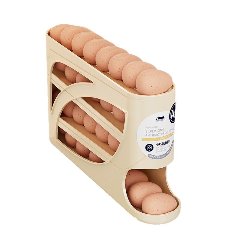 Caja de almacenamiento de huevos rodante Cocina al contado Máquina de laminación para el hogar de varias capas Refrigerador bandeja de huevo de plástico Caja de conservación fresca al por mayor