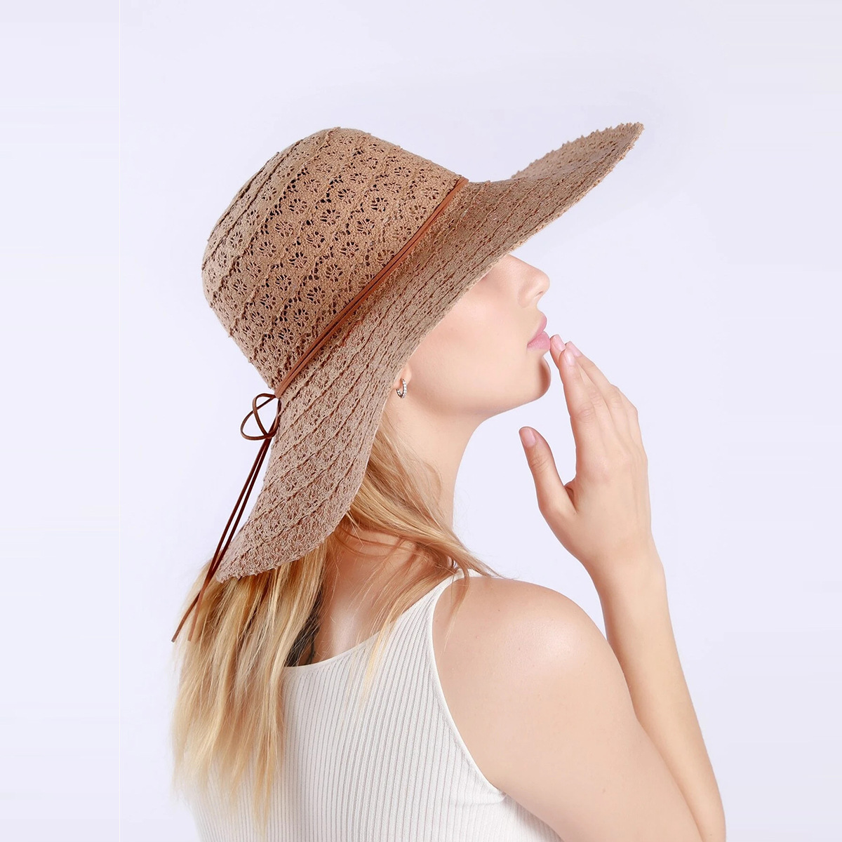 Korean Fashion Big Eaves Breathable Lace Straw Hat display picture 18