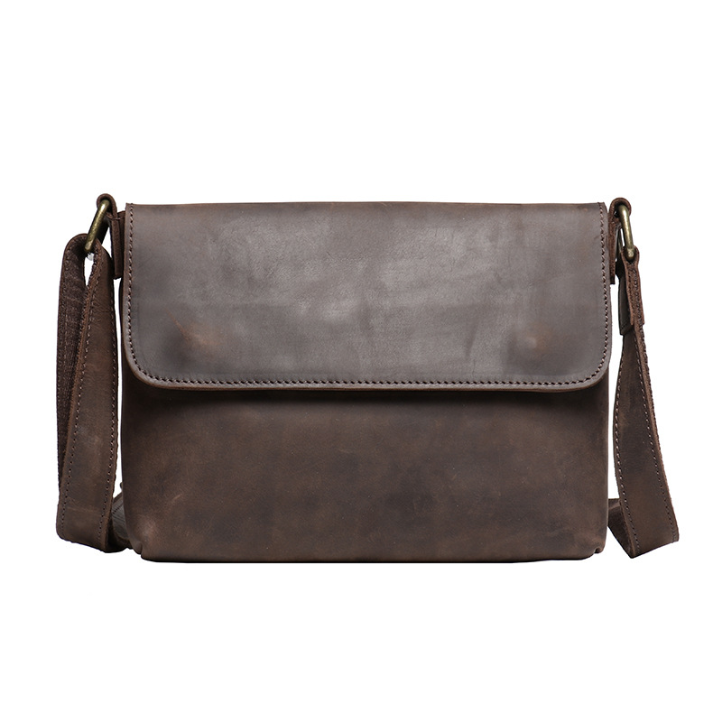 FUENTE Fábrica nuevo bolso de hombro de cuero de los hombres simples retro Crazy Horse cuero bolsa de mensajero de las mujeres de gran capacidad bolsa de ipad