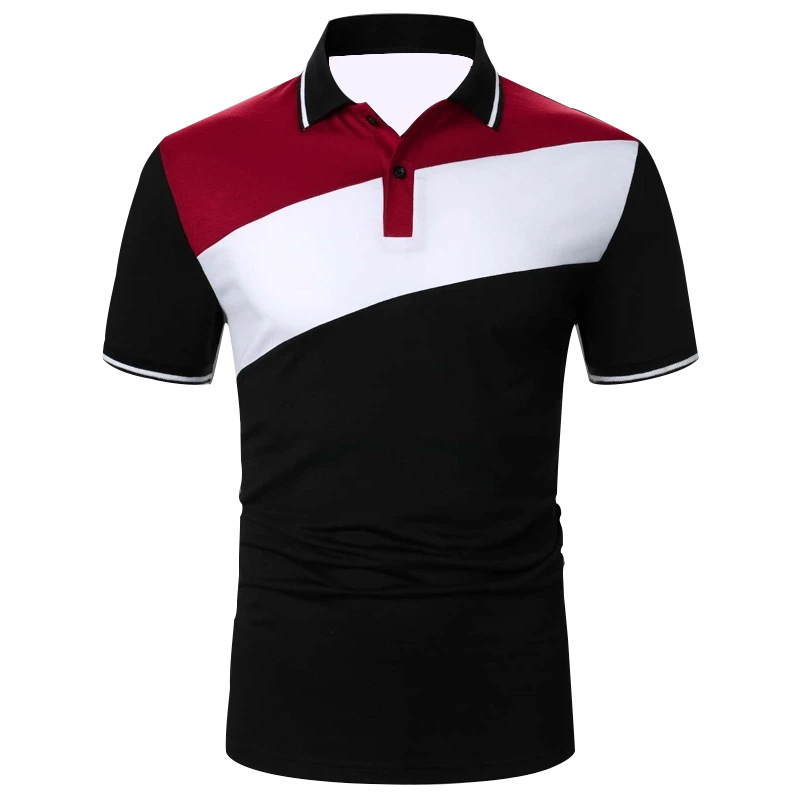 Cross-border Men's Short-sleeved Chest Stripesd Color-blocked polo Shirt Men's Casual Sports Top