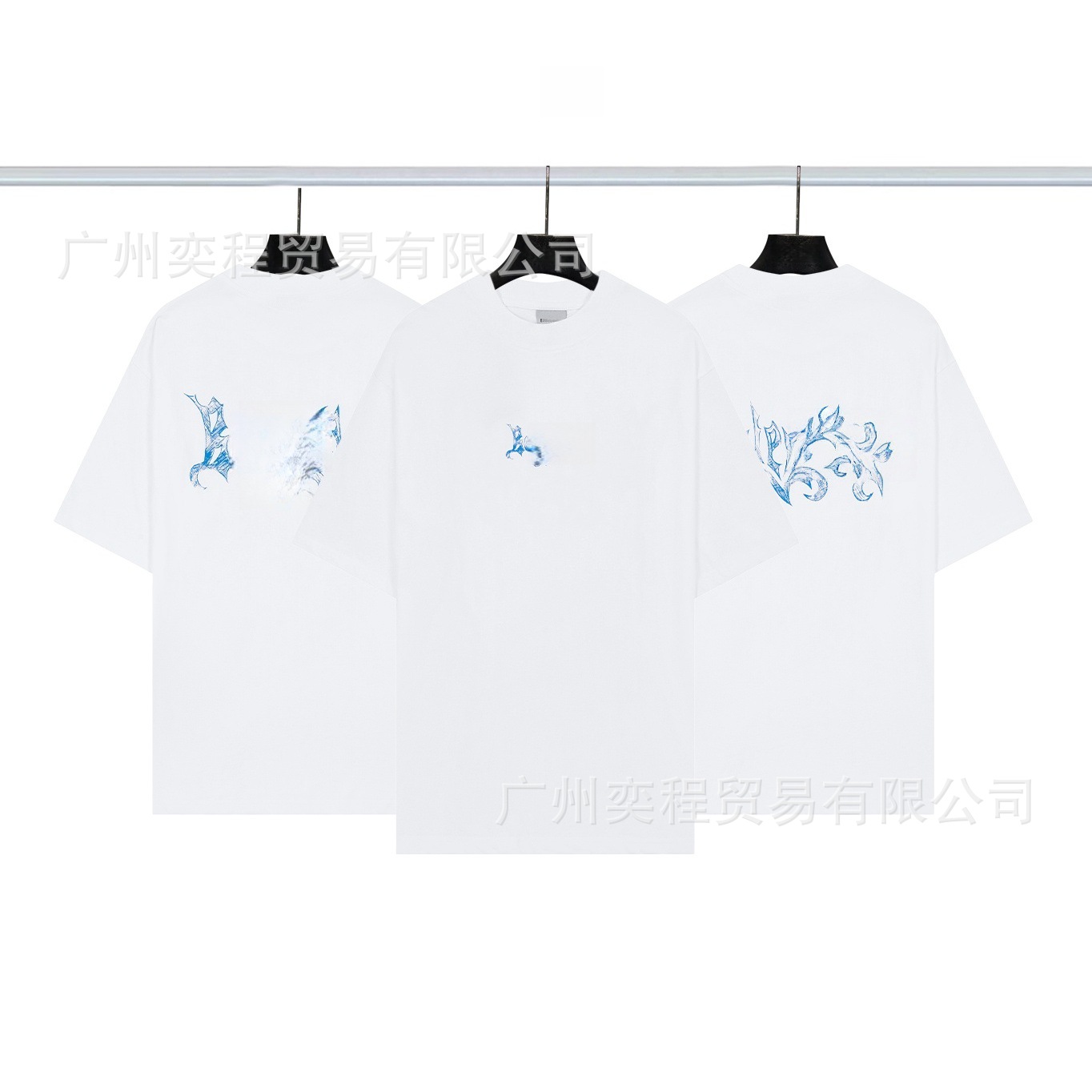 哥特火焰艺术字体短袖白色