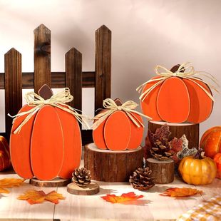 Thanksgiving Autumn Wooden Pumpkin Farmhouse Tiered Tray Decor Table Centerpiece Standing Wood Block Sign Home Decor