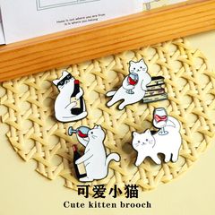かわいいオリジナル子猫ブローチバッジins風シンプル白猫欧米の起爆ワイングラス服装飾アクセサリー
