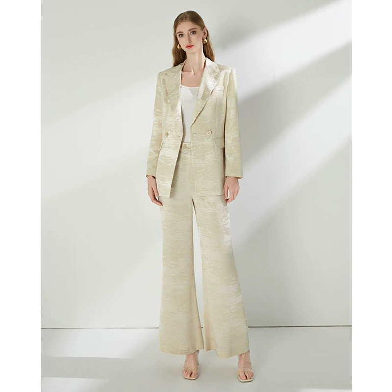 Yu Sister темперамент высокого уровня уксусная ткань костюм костюм костюм женский 2024 осень новый набор из двух частей широкие брюки
