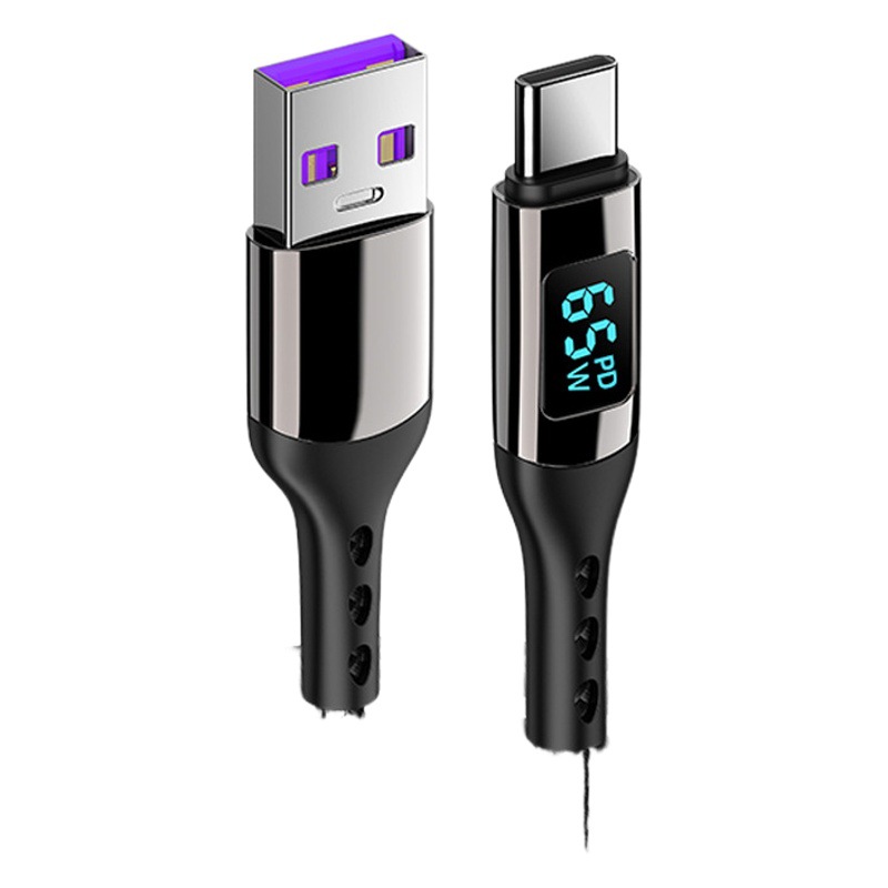 Interfaz tipo C para OPPO Super flash de carga 65W cable de carga 5A carga rápida pantalla digital cable de datos de aleación de zinc