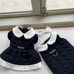 宠物情侣装可牵引狗狗衣服泰迪比熊博美雪纳瑞小型犬猫咪秋冬装