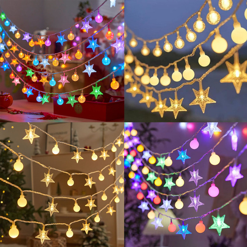 Camping atmosphere lights string lights LED star lights waterproof Christmas lights hanging lights room bedroom holiday decoration lights