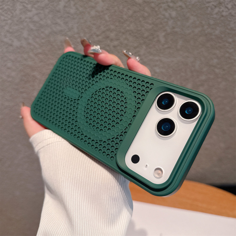 iPhone17promax用携帯電話ケース、通気性のあるハニカムネット、放熱、磁気吸着、Apple16用マットPC保護ケース|undefined