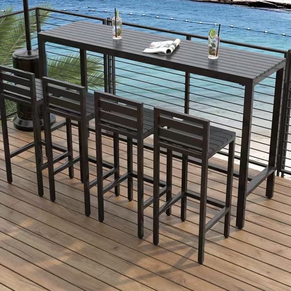 Outdoor Leisure Balcony Bar Table and Chair Combination Home Window High Narrow Table Sun Protection Outdoor Courtyard Long Table