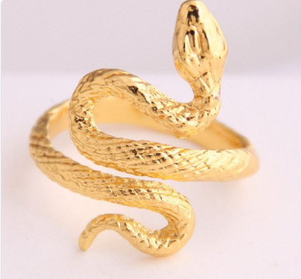 El comercio exterior de Europa y América largo fresco de los hombres guapos patrón de serpiente anillo punk estilo en forma de serpiente animal retro exagerado 4 piezas anillo conjunto